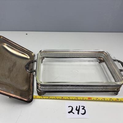 Silver Plated Casserole Server with Anchor Hocking Dish