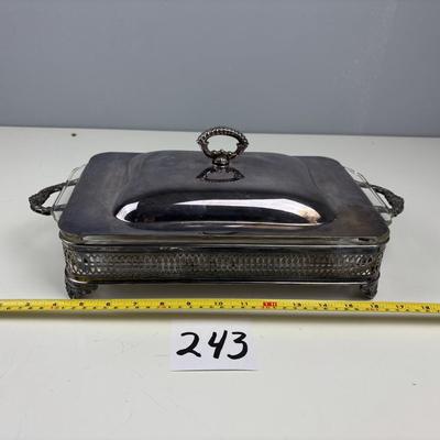 Silver Plated Casserole Server with Anchor Hocking Dish