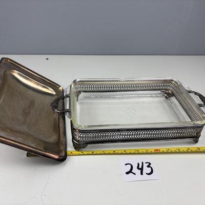Silver Plated Casserole Server with Anchor Hocking Dish