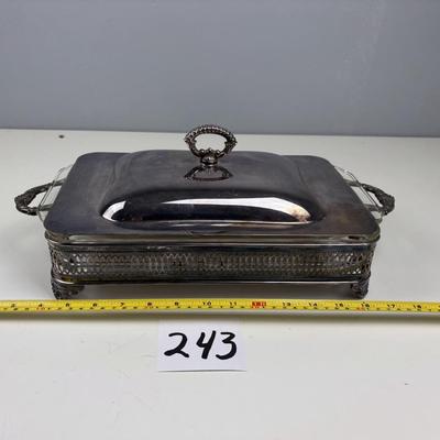 Silver Plated Casserole Server with Anchor Hocking Dish