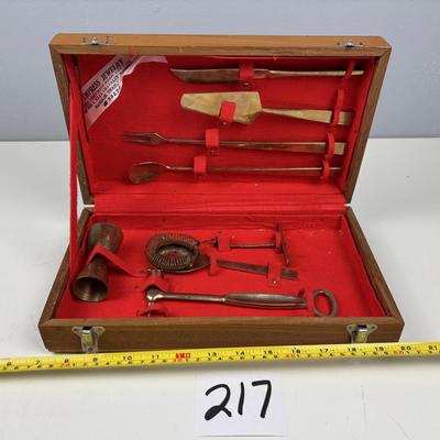 Vintage Brass Barware Set