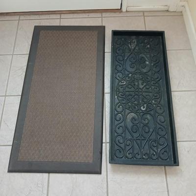 Black 14 in. x 34 in. Rubber Boot Tray and anti-fatigue mat