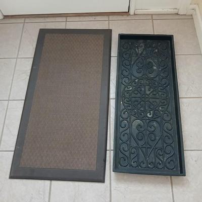 Black 14 in. x 34 in. Rubber Boot Tray and anti-fatigue mat