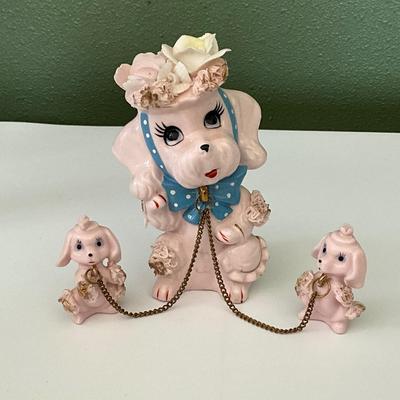 Vintage NAPCO Japan Poodles, Mom with pups