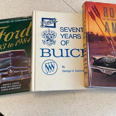 Vintage hardcover books of automobiles