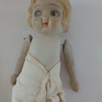 Antique Victorian Celluloid Photo Album Woman w Child e.1900's with Antique made in Japan porcelain doll and a Victorian picture frame
