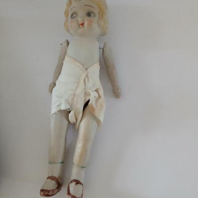 Antique Victorian Celluloid Photo Album Woman w Child e.1900's with Antique made in Japan porcelain doll and a Victorian picture frame