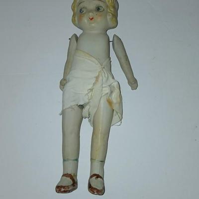 Antique Victorian Celluloid Photo Album Woman w Child e.1900's with Antique made in Japan porcelain doll and a Victorian picture frame