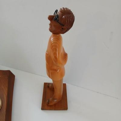 Vintage Romer Italy Doctor Figure Hand carved Wood with vintage wall weather station
