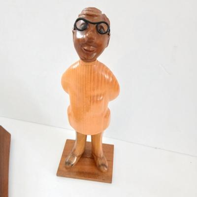 Vintage Romer Italy Doctor Figure Hand carved Wood with vintage wall weather station