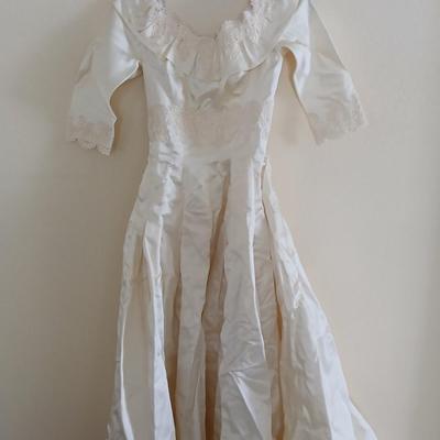 Antique wedding gown with hoop skirt