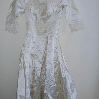 Antique wedding gown with hoop skirt