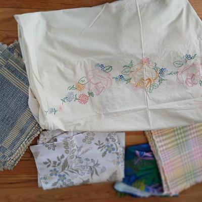 Variety of placemats and table cloths - beautiful, embroidered linen tablecloth included