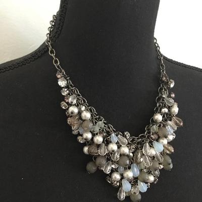 Gun metal, gray statement, necklace