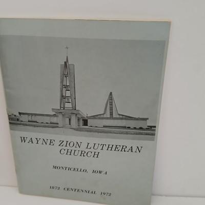Two collectable souvenir plates Churches with old booklets to one of the plates - Wayne Zion Lutheran Chrurch
