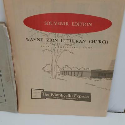 Two collectable souvenir plates Churches with old booklets to one of the plates - Wayne Zion Lutheran Chrurch