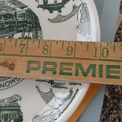 Two collectable souvenir plates Churches with old booklets to one of the plates - Wayne Zion Lutheran Chrurch