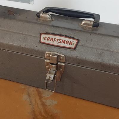 Vintage Craftsman Metal Toolbox w/ Stanley Hand Drill (WM-BBL)