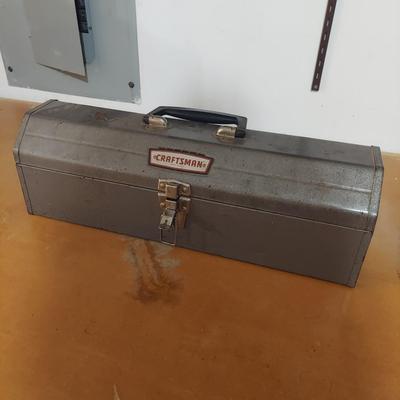 Vintage Craftsman Metal Toolbox w/ Stanley Hand Drill (WM-BBL)