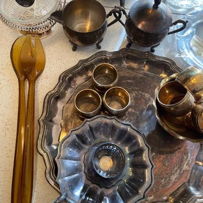 Silver plate and silver tone serving items