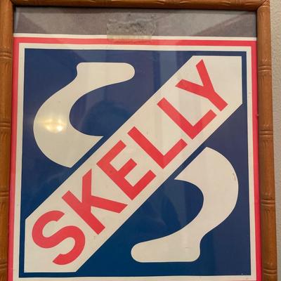 4 vintage gas station pics and Skelly logo framed