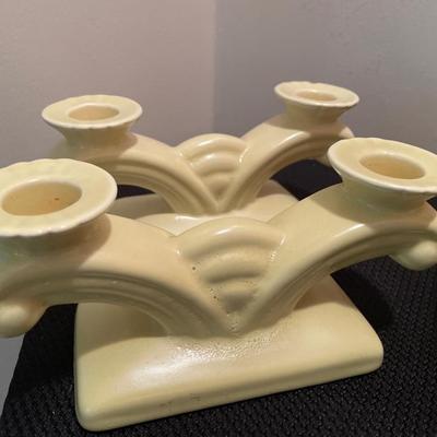Vintage Red Wing candle holders & bowl