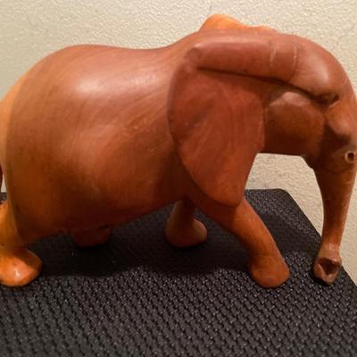 Wood elephant, stationary, postcard