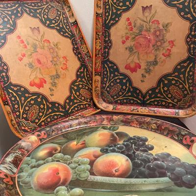 Vintage serving trays and dust pan