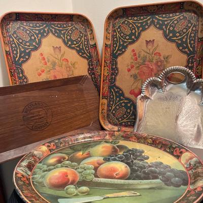 Vintage serving trays and dust pan