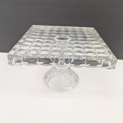 Constellation 10" Square Glass Cake Stand With Rum Well
