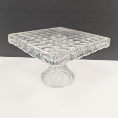 Constellation 10" Square Glass Cake Stand With Rum Well