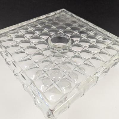 Constellation 10" Square Glass Cake Stand With Rum Well