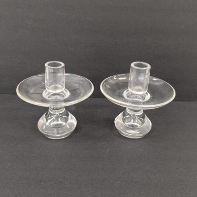 Steuben Teardrop Candle Holders Signed