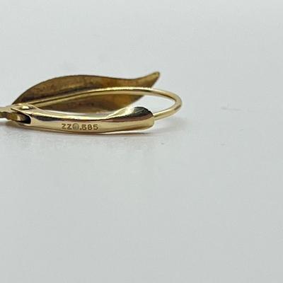 LOT 22J: 14K Gold and Pearl Earrings - Marked ZZ 585 - 1.3 gtw