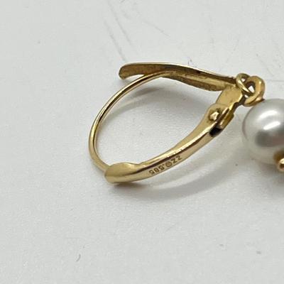 LOT 22J: 14K Gold and Pearl Earrings - Marked ZZ 585 - 1.3 gtw