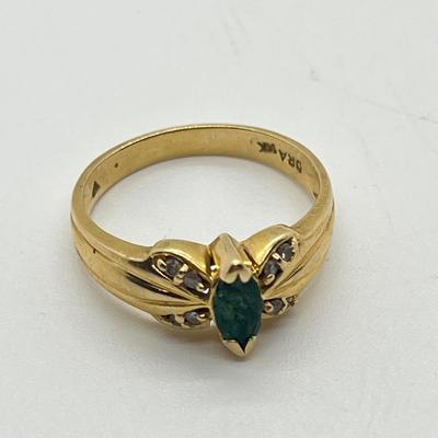 LOT 23J: 14K Gold Emerald Diamond Size 6 Rings - 2.7 gtw