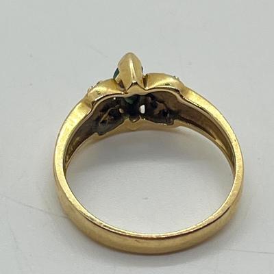 LOT 23J: 14K Gold Emerald Diamond Size 6 Rings - 2.7 gtw