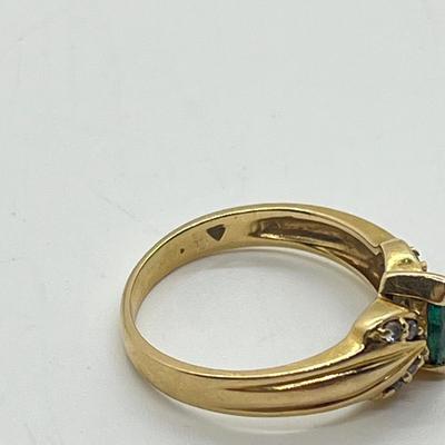 LOT 23J: 14K Gold Emerald Diamond Size 6 Rings - 2.7 gtw