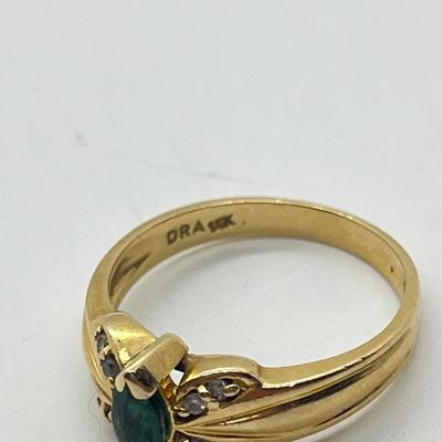 LOT 23J: 14K Gold Emerald Diamond Size 6 Rings - 2.7 gtw