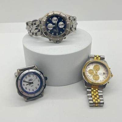 LOT 36J: Three Men's Wrist Watches - Citizen, Fossil, Timex