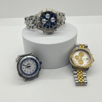 LOT 36J: Three Men's Wrist Watches - Citizen, Fossil, Timex
