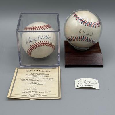 LOT 43: Steve Carlton Signed/Authenticated Baseball & Ricky Bottalico Signed Baseball