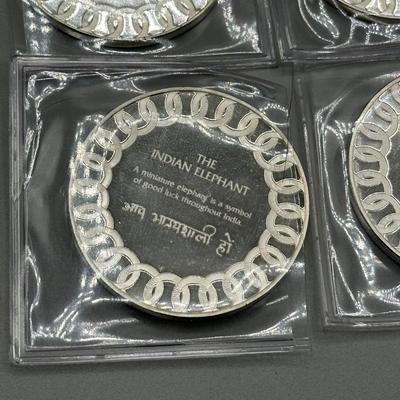 LOT 44: 1977 Franklin Mint Good Luck Sterling Silver Medal Collection - 12 Medals + COAs