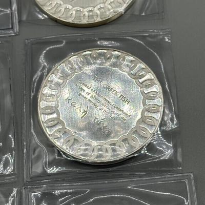 LOT 44: 1977 Franklin Mint Good Luck Sterling Silver Medal Collection - 12 Medals + COAs