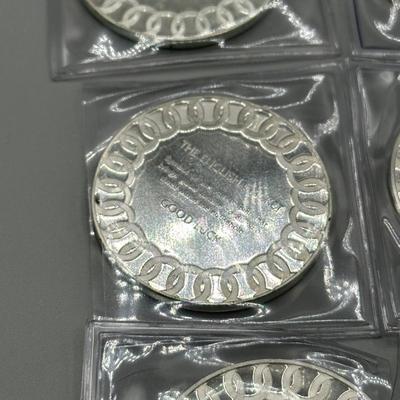 LOT 44: 1977 Franklin Mint Good Luck Sterling Silver Medal Collection - 12 Medals + COAs