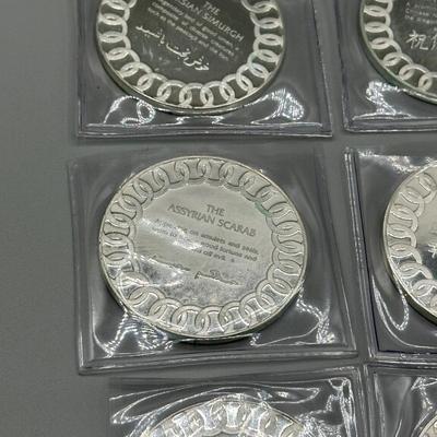 LOT 44: 1977 Franklin Mint Good Luck Sterling Silver Medal Collection - 12 Medals + COAs