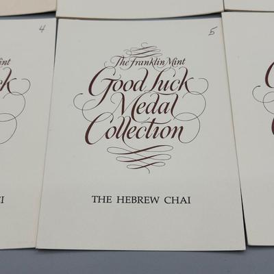 LOT 44: 1977 Franklin Mint Good Luck Sterling Silver Medal Collection - 12 Medals + COAs