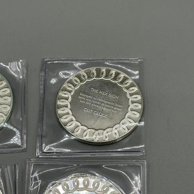 LOT 44: 1977 Franklin Mint Good Luck Sterling Silver Medal Collection - 12 Medals + COAs