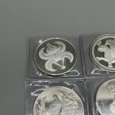 LOT 44: 1977 Franklin Mint Good Luck Sterling Silver Medal Collection - 12 Medals + COAs