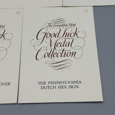 LOT 44: 1977 Franklin Mint Good Luck Sterling Silver Medal Collection - 12 Medals + COAs